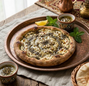 Esfiha aberta de ricota com zaatar